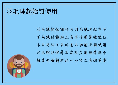 羽毛球起始钳使用